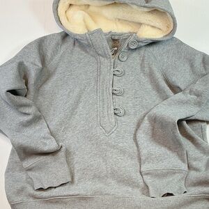 GAP Cozy Gray Sherpa Lined Half Button Hoodie Pullover Detail Size XL